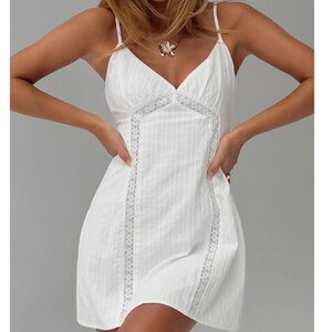 Princess Polly Waterlily Mini White Linen Dress